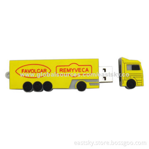 Custom Truck-shaped Thumb Drive, Made of Soft PVC Material, OEM Orders are Welcome